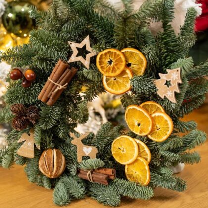 Coronita decorativa de Craciun, 40 cm, cu portocale deshidratate